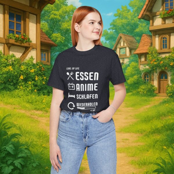 Essen Schlafen Anime Wiederholen Level Up | Unisex Shirt | Anime T-Shirt