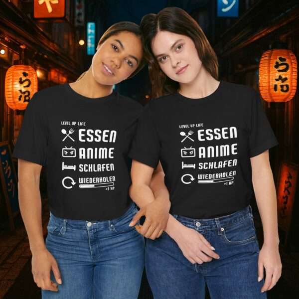 Essen Schlafen Anime Wiederholen Level Up | Unisex Shirt | Anime T-Shirt