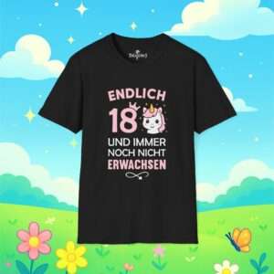 18 Geburtstag T-Shirt Einhorn schlicht; Minimalistisches Einhorn Shirt zum 18. Geburtstag