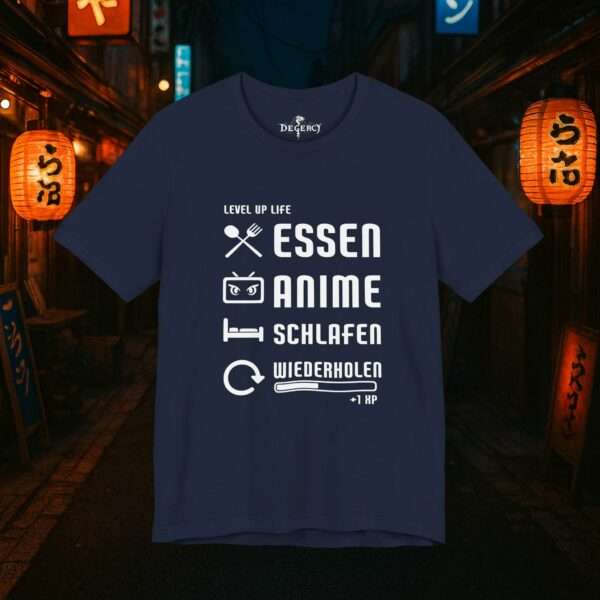 Essen Schlafen Anime Wiederholen Level Up | Unisex Shirt | Anime T-Shirt