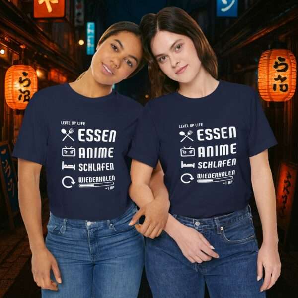 Essen Schlafen Anime Wiederholen Level Up | Unisex Shirt | Anime T-Shirt