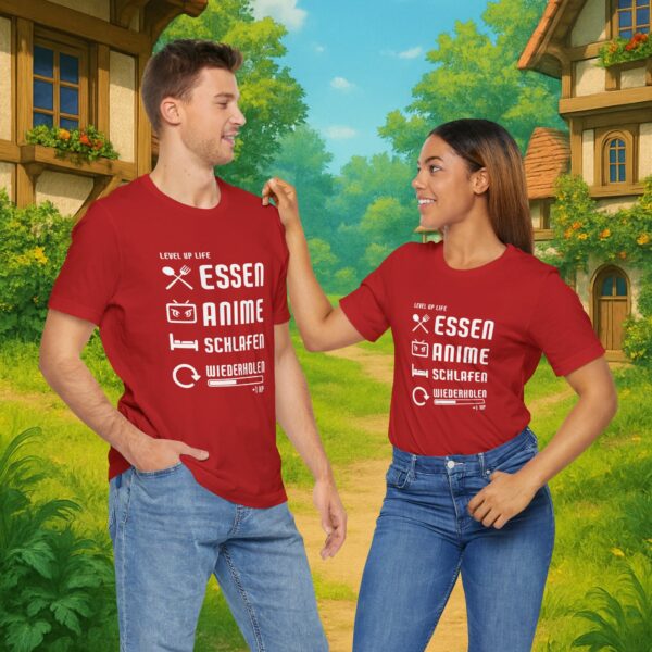 Essen Schlafen Anime Wiederholen Level Up | Unisex Shirt | Anime T-Shirt