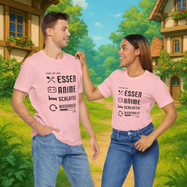 Essen Schlafen Anime Wiederholen Level Up | Unisex Shirt | Anime T-Shirt