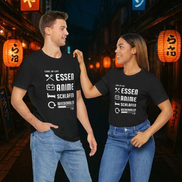 Essen Schlafen Anime Wiederholen Level Up | Unisex Shirt | Anime T-Shirt
