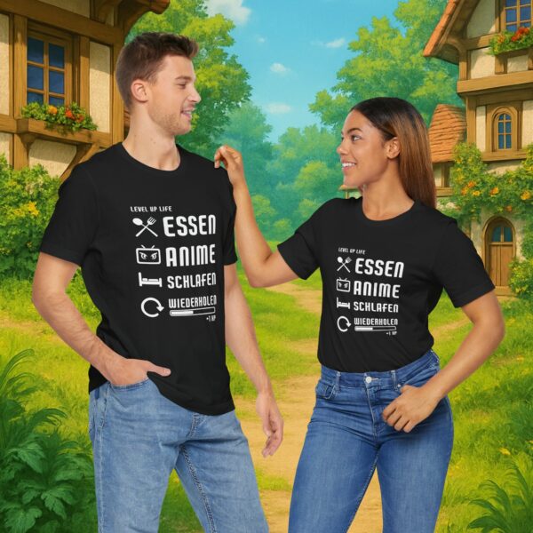 Essen Schlafen Anime Wiederholen Level Up | Unisex Shirt | Anime T-Shirt