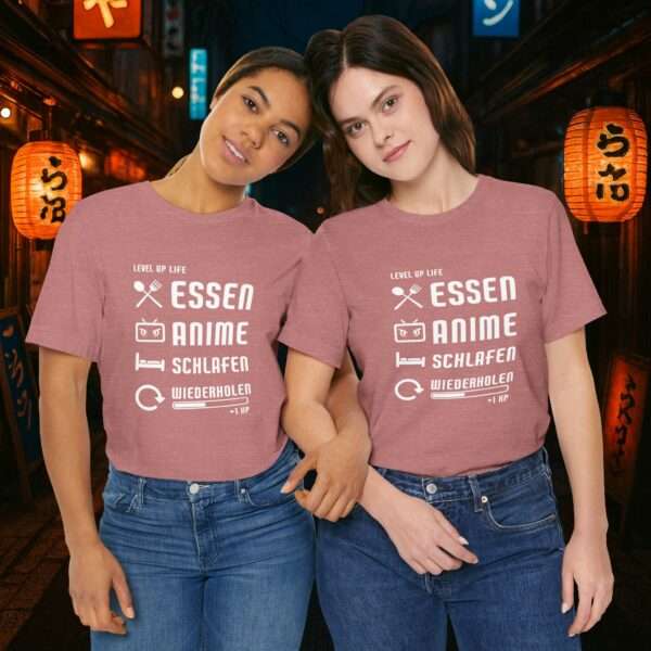 Essen Schlafen Anime Wiederholen Level Up | Unisex Shirt | Anime T-Shirt