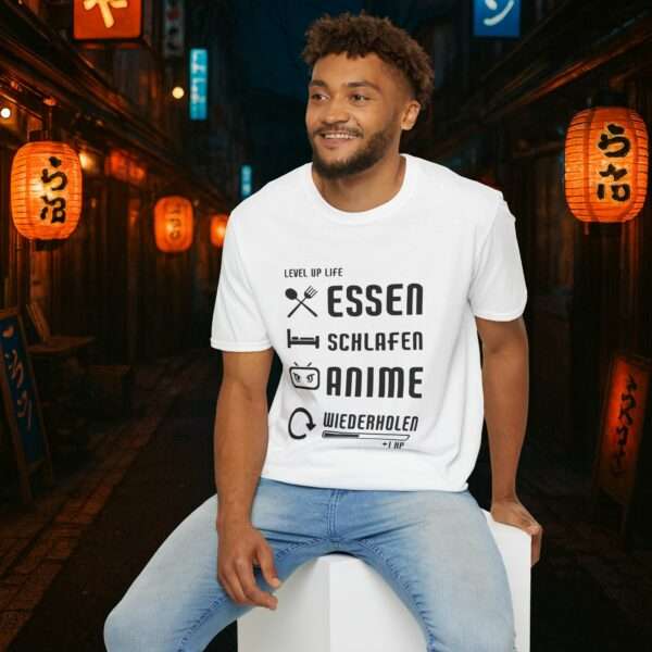 Anime T-Shirt | Essen, Schlafen, Anime, Wiederholen | Otaku Shirt | Für Männer und Frauen