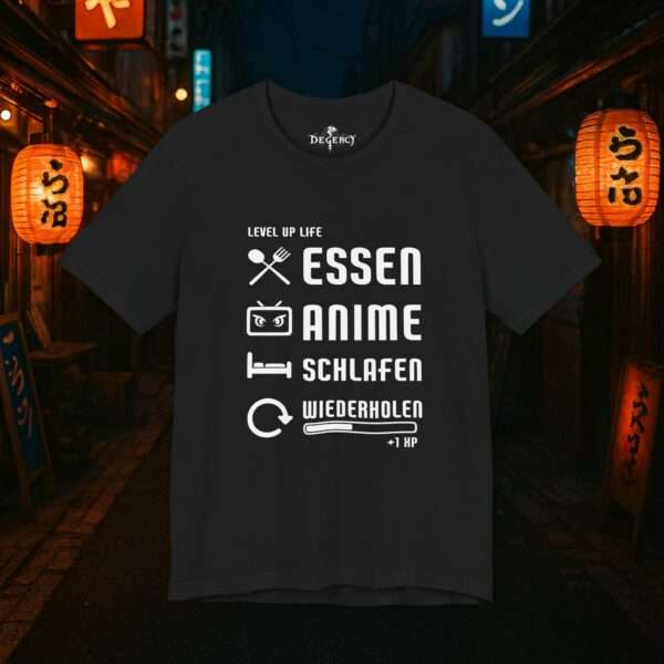 Essen Schlafen Anime Wiederholen Level Up | Unisex Shirt | Anime T-Shirt