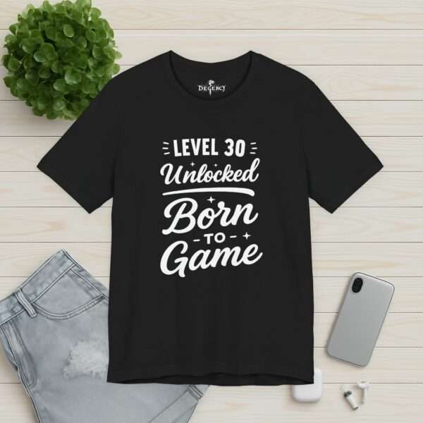 5930810803228407033_v2_2048_custom.jpeg Level 30 Unlocked Born to Game T-Shirt – Perfektes 30 Geburtstag Gamer Shirt Schlicht