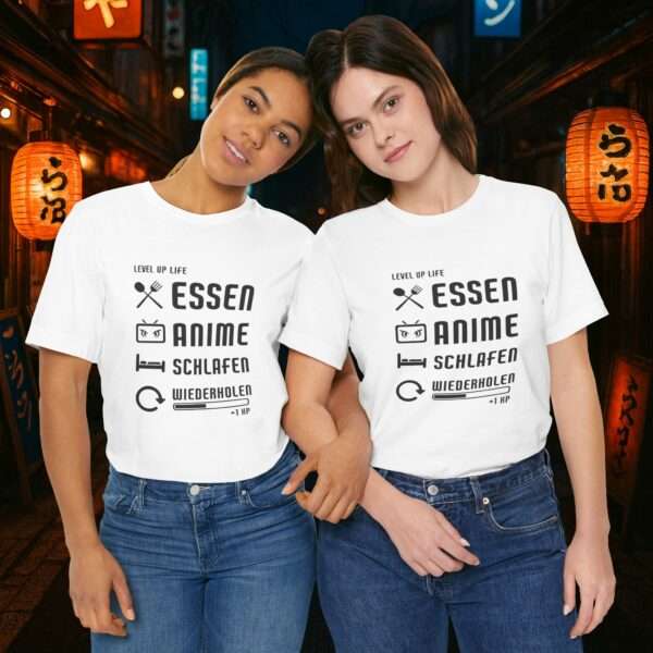 Essen Schlafen Anime Wiederholen Level Up | Unisex Shirt | Anime T-Shirt