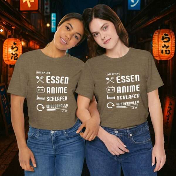 Essen Schlafen Anime Wiederholen Level Up | Unisex Shirt | Anime T-Shirt