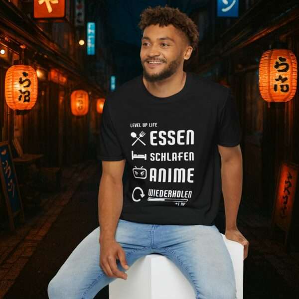 Anime T-Shirt | Essen, Schlafen, Anime, Wiederholen | Otaku Shirt | Für Männer und Frauen