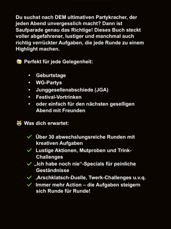 Saufparade | Lustiges Trinkspiel